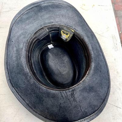 LOT 197   VINTAGE HH HENSHEL HATS LEATHER COWBOY HAT SIZE M