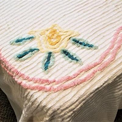 Lot #112  PAIR of Vintage Chenille Bedspreads - Twin
