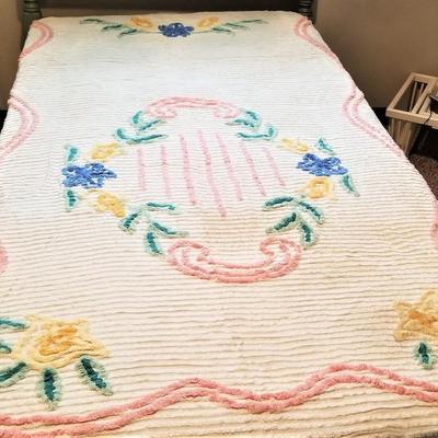 Lot #112  PAIR of Vintage Chenille Bedspreads - Twin