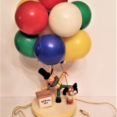 Lot #113  Vintage Child's Lamp - Clown with Balloons - works