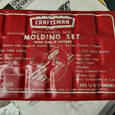 Sears Craftsman Bench & Radial Saw Molding Set Head & 18 Cutters 9-3215