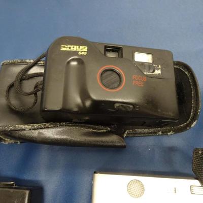 LOT 21 MISC ITEMS CAMERAS, DUMB BELLS AND DISNEY DECORATION
