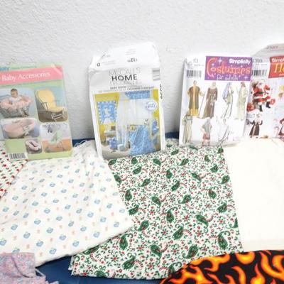 LOT 27. SEWING GEAR, PATTERNS AND MATERIAL