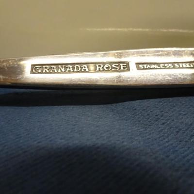 LOT 36. VINTAGE GRANADA ROSE FLATWARE SET