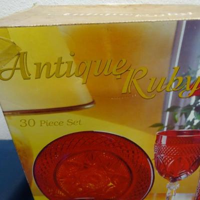 LOT 59. RUBY GLASS SET IN BOX
