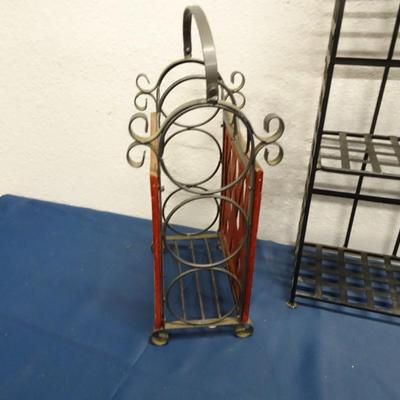 LOT 71. METAL WINE RACK AND DVD RACK