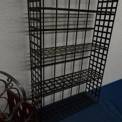 LOT 71. METAL WINE RACK AND DVD RACK