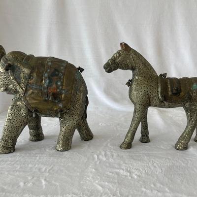 Uniquely Detailed Metal India Horse & Elephant  (D-NM)