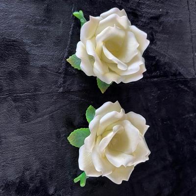 Ceramic Magnolias with Crystal and Glass. Accents. (LR-JM)