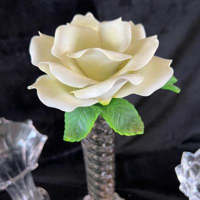 Ceramic Magnolias with Crystal and Glass. Accents. (LR-JM)