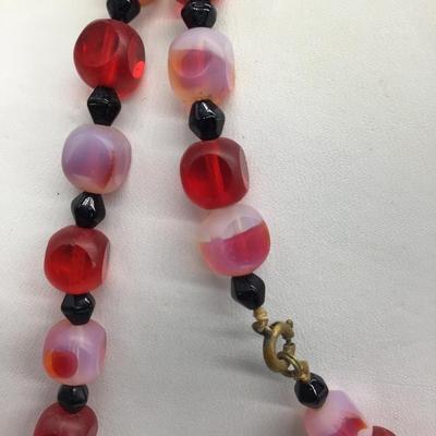 Frosted Vintage Glass Beaded Necklace