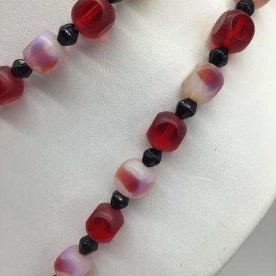 Frosted Vintage Glass Beaded Necklace