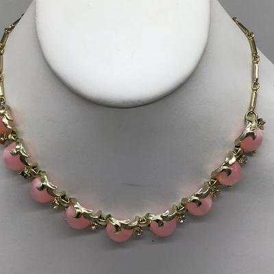 Vintage Coro Pink Opalescent  Necklace