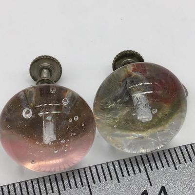 Unique Vintage Japan Blown Glass Ball Earrings