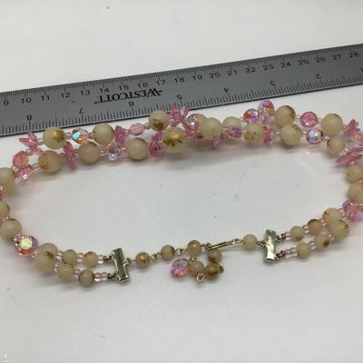 Vintage Pink Crystal Rhinestone Necklace.