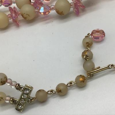 Vintage Pink Crystal Rhinestone Necklace.