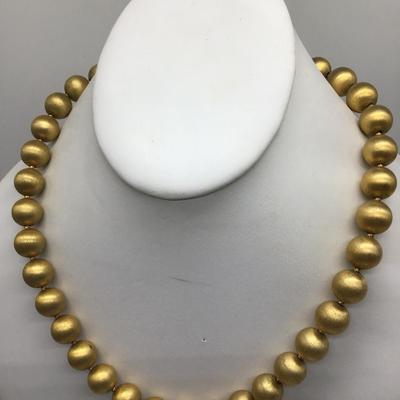 Vintage Vendome Signed Gold Tone Textured Ball Bead Necklace