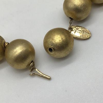 Vintage Vendome Signed Gold Tone Textured Ball Bead Necklace