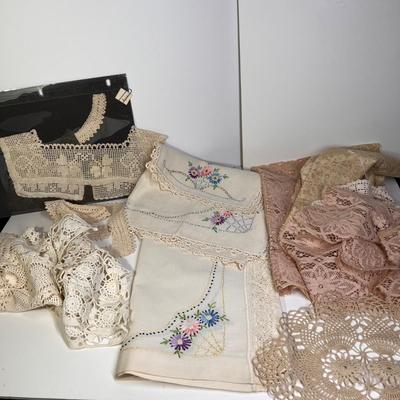 HUGE Lot of Antique Vintage Lace, Linens, Embroidery, Tattings