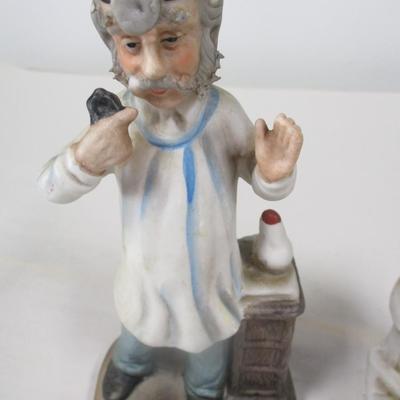Vintage Porcelain Ceramic Statues Doctor & Old Man