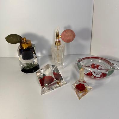 5 Piece Lot Vintage Perfume Bottles + More
