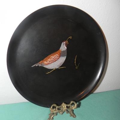 BRASS BOX MARKED COLORADO-SMALL BRASS EAGLE FIGURINE-TRAY AND WATCH ON STAND