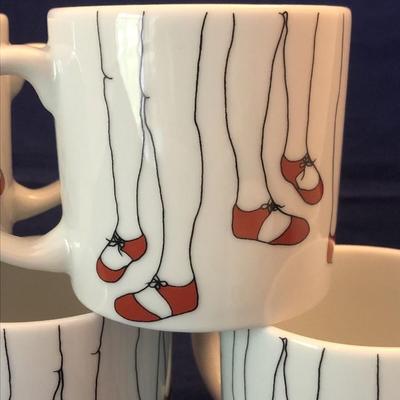 7 Coffee Mugs by Alyson Fox for Ink Dish Ballerina Mugs