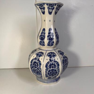 Vintage Delft Pottery Blue on White Vase