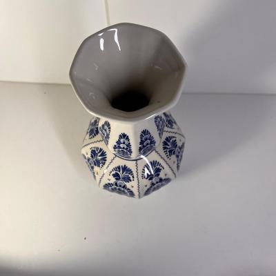 Vintage Delft Pottery Blue on White Vase