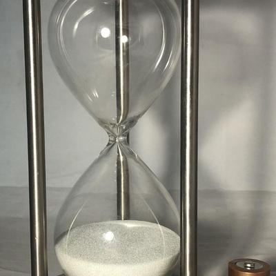 Hour Glass One Hour Timer 1 Ft Large White Sand Silver Chrome Finish Glass Bulb