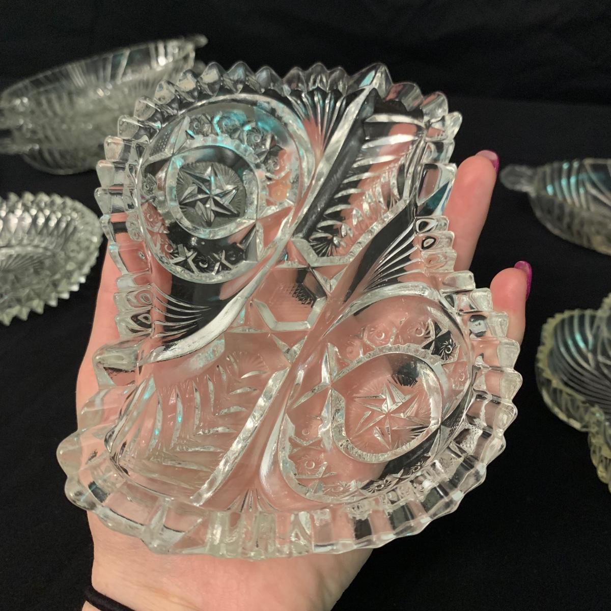 Four Small Sets of Fancy Glass Dishes (KHS)