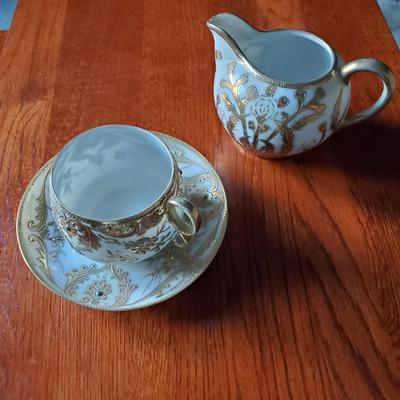 Moriage Cup, Saucer, Creamer