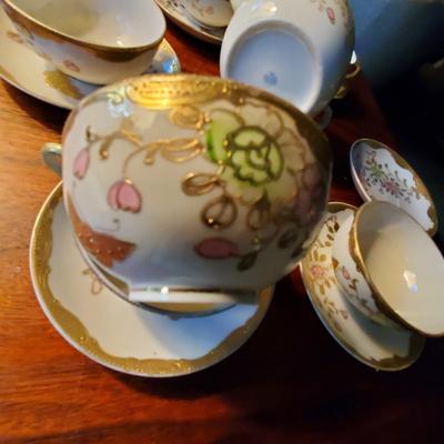 Nippon Butterfly Blossoms Sugar, Cups & Saucers