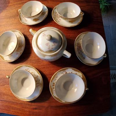 Nippon Butterfly Blossoms Sugar, Cups & Saucers