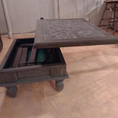 Lift Top Coffee Table- Wood with Tile Top