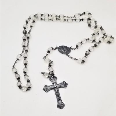 Lot #121 Crystal Rosary with Sterling Mounts and Crucifix