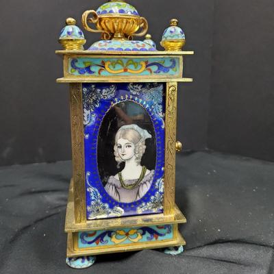Small Brass Cloisonne Carraige Clock