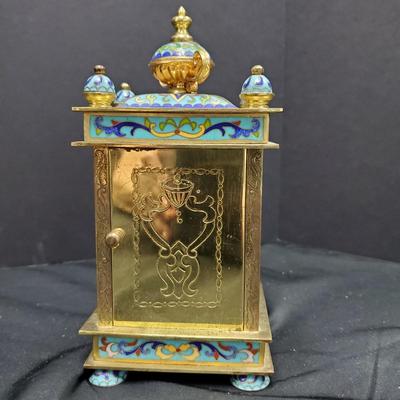 Small Brass Cloisonne Carraige Clock