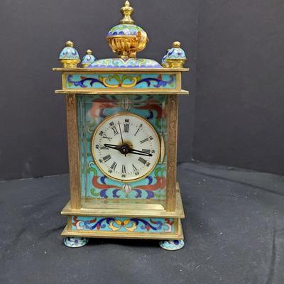 Small Brass Cloisonne Carraige Clock