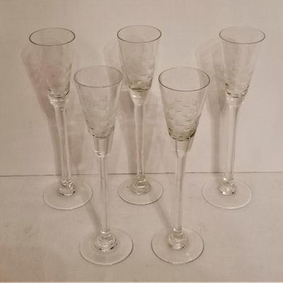 Lot #130  Lot of 5 Vintage Crystal Cordial Glasses
