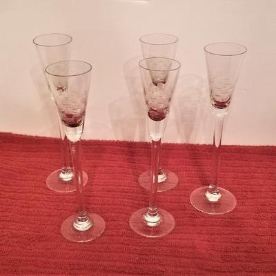 Lot #130  Lot of 5 Vintage Crystal Cordial Glasses