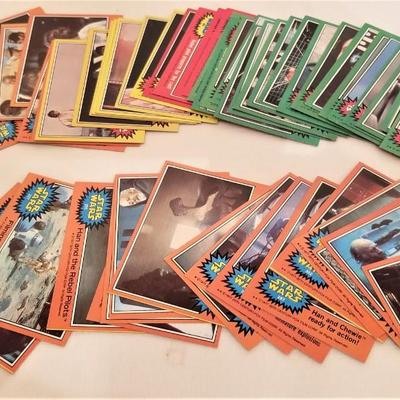 Lot #131  Lot of Star Wars Trading Cards - 1st Series, 1977 - 2 stickers, 3 action figures