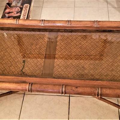 Lot #132  Mid Century Faux Rattan Coffee Table