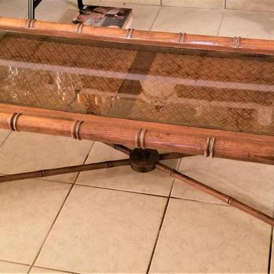 Lot #132  Mid Century Faux Rattan Coffee Table