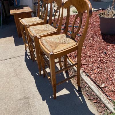 3 Wicker seat bar chairs