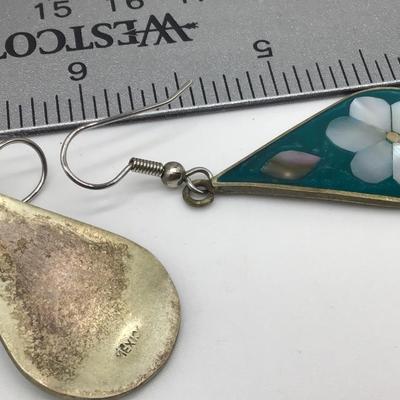 Mexico Abalone Turquoise Colored Earrings