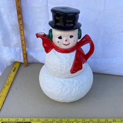 3 price ceramic snowman tea pot and cookie jar