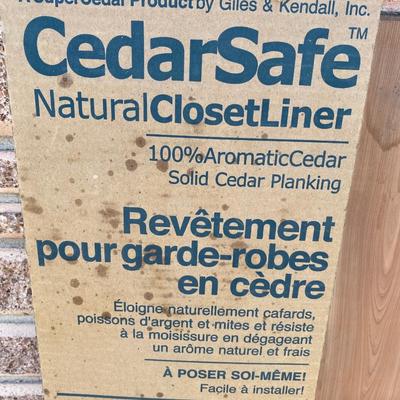 Partial box of cedar tongue and groove closet liner
