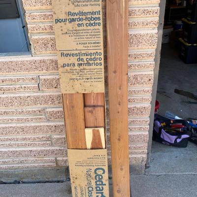 Partial box of cedar tongue and groove closet liner