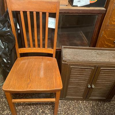 D56-Wooden chair and cabinet